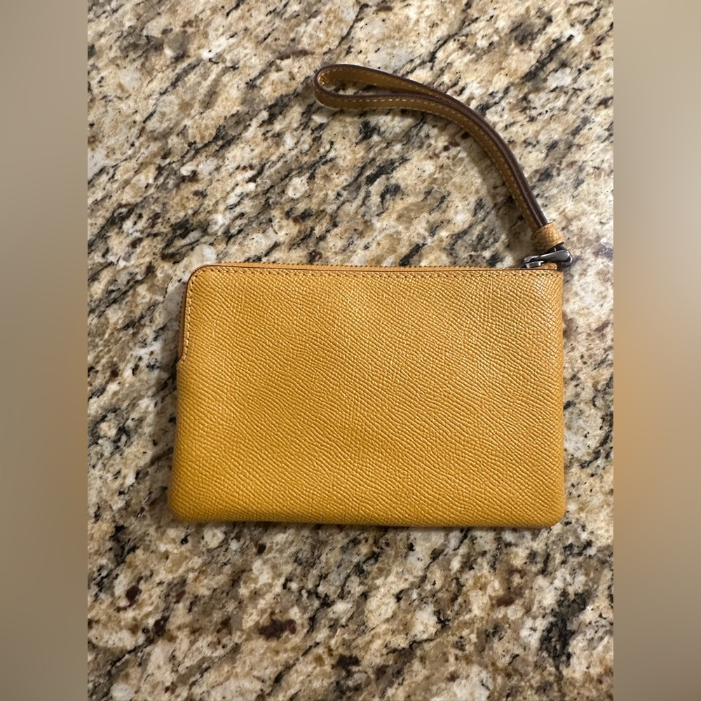 Coach Mustard/ Carmel Leather Wristlet - Picture 2 of 7